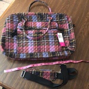 Vera Bradley Lay flat weekender in cozy plaid NWT